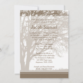 Barra de árbol marrón Mitzvah Invitaciones