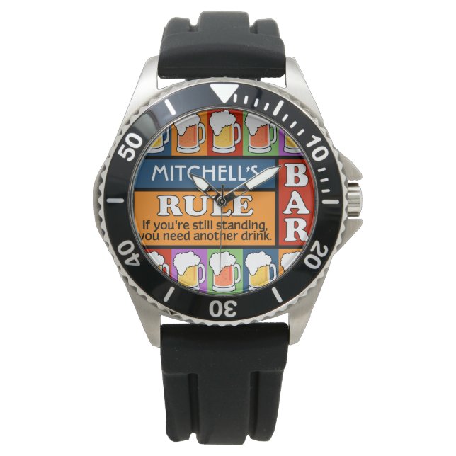 Barra de BEER Pop Art relojes de nombres personali (Anverso)
