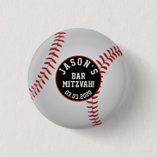 Barra de béisbol Botón Mitzvah Favor Negro Rojo