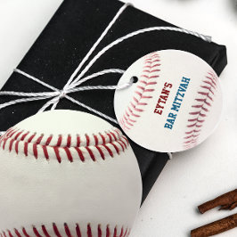 Barra de béisbol Etiquetas Mitzvah Red Blue Favor