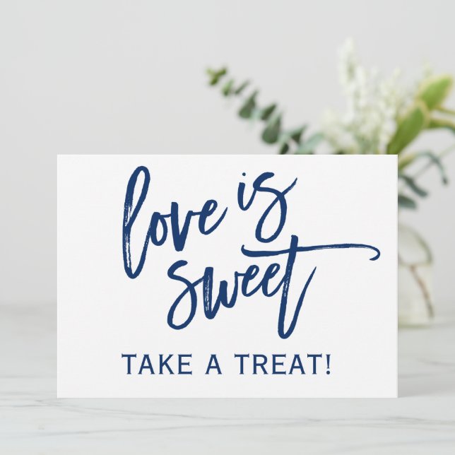 Barra de caramelos 5X7 Boda / Rótulo bufé | Azul m (Anverso de pie)