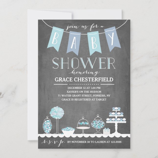 Barra de caramelos| Invitación de Baby Shower (Anverso)