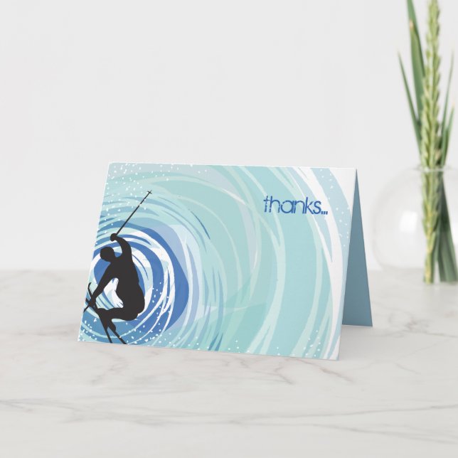 Barra de esquí Mitzvah Tarjeta de agradecimiento (Anverso)