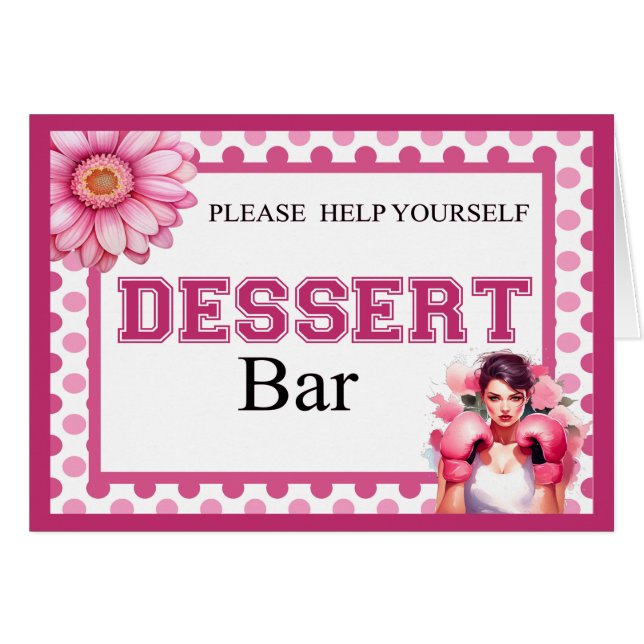 Barra de postre floral rosa y bonita del cáncer de (Anverso (Horizontal))