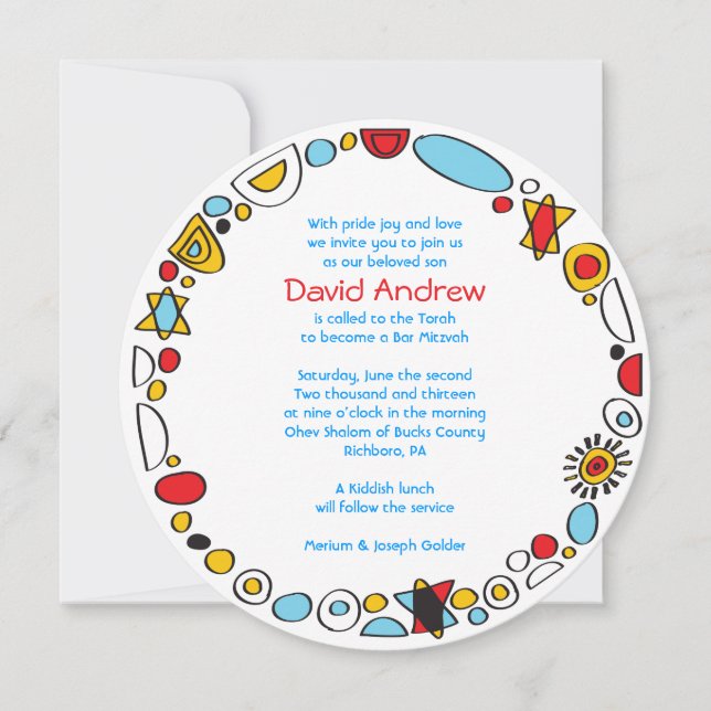 Barra de SCRIBBLY POP ART Invitación Mitzvah (Anverso)
