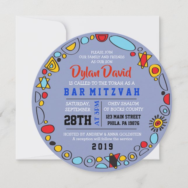 Barra de SCRIBBLY POP ART Invitación Mitzvah (Anverso)