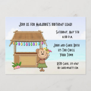 Barra de Tiki, invitación del mono de Luau