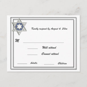Barra Estrella del marco plateado Mitzvah RSVP
