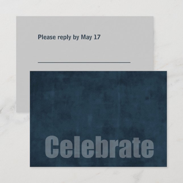 Barra Mitzvah Grunge Blue RSVP Card (Anverso / Reverso)