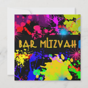 Barra Mitzvah Invitación Colorida Paint Splatter