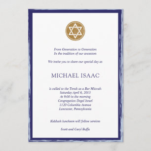 Barra Mitzvah Invitación estrella azul y dorada