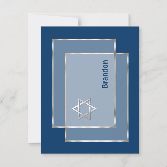 Barra Mitzvah Invitación Flat Gracias Card (Anverso)