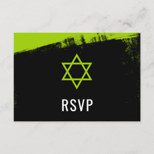 Barra Mitzvah RSVP del negro de la verde lima del