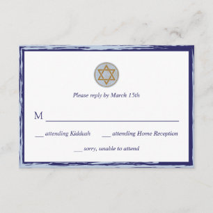 Barra Mitzvah RSVP tarjeta estrella azul y dorada