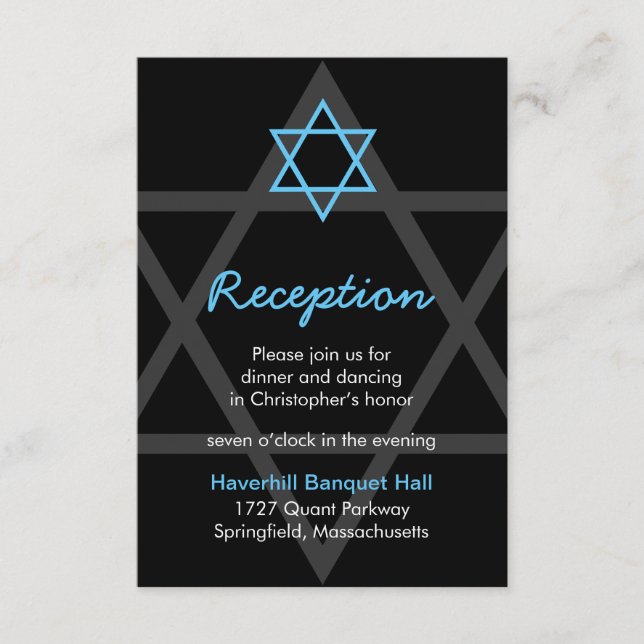 Barra negra y azul Recepción Mitzvah Tarjeta de in (Anverso)
