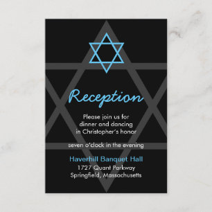 Barra negra y azul Recepción Mitzvah Tarjeta de in