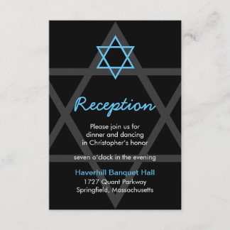 Barra negra y azul Recepción Mitzvah Tarjeta de in