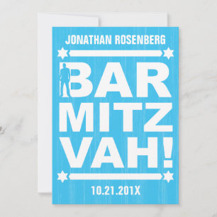 Barra tipo negrita Invitación Mitzvah en azul clar