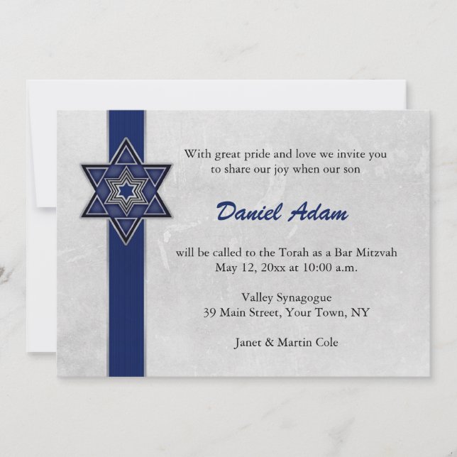 Barras de Estrella Azul Invitación Mitzvah (Anverso)