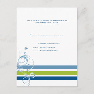 Barras florales azules y verdes Boda RSVP