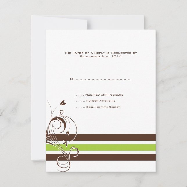 Barras florales Lime y Brown Boda RSVP (Anverso)