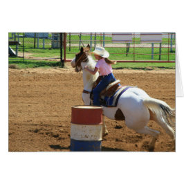 Barrel Carreras Little Cowgirl Western Card
