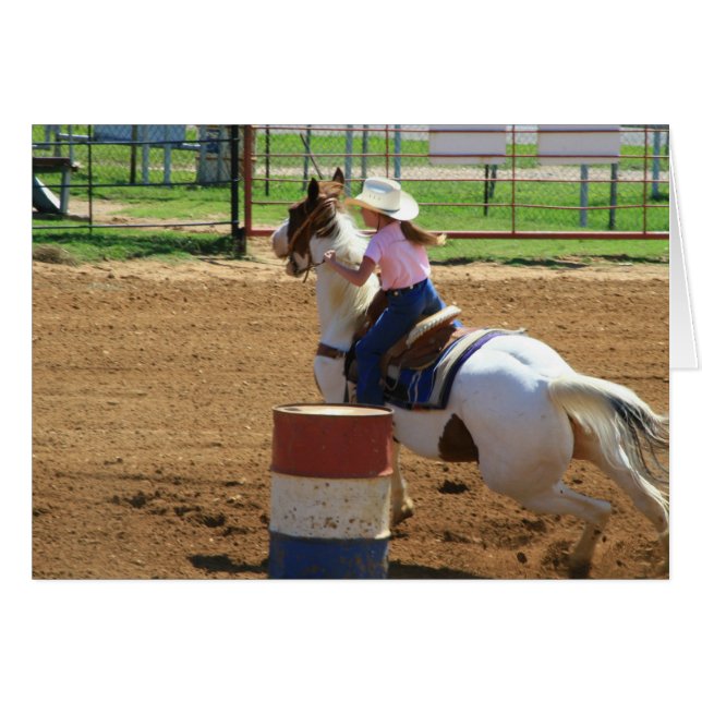 Barrel Carreras Little Cowgirl Western Card (Anverso (Horizontal))