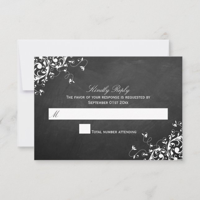 Barrido blanco en las tarjetas RSVP de la boda de  (Anverso)