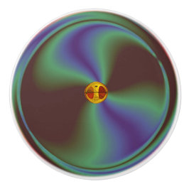 Barrido ondulado verde azul arty con pomos de cerá