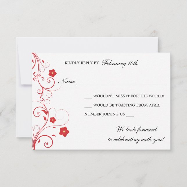 Barriles rojos y tarjetas de respuesta de flores (Anverso)