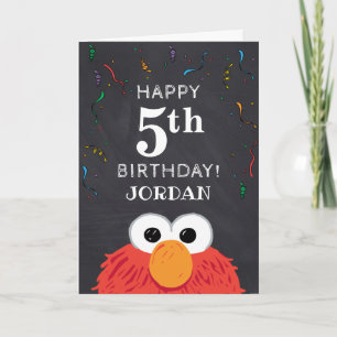 Barrio Sésamo   Tarjeta Elmo 5Birthday Chalkboard