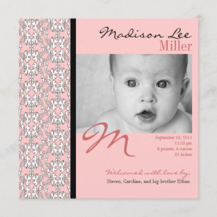 Barroco en Invitación de bebé rosa