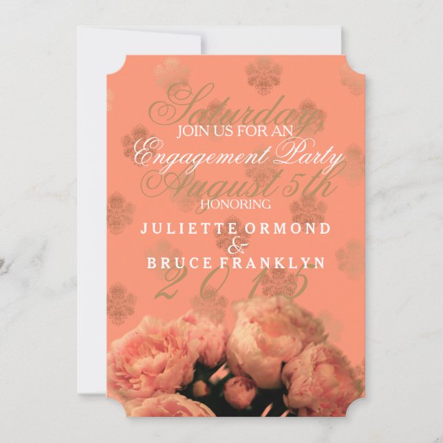 Barroco Y Peonies - Tarjeta De Invitación (Anverso)