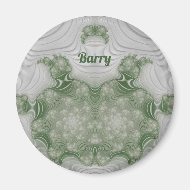 BARRY ~ Blanco y verde ~ Impresionante imán de dis (Frente)