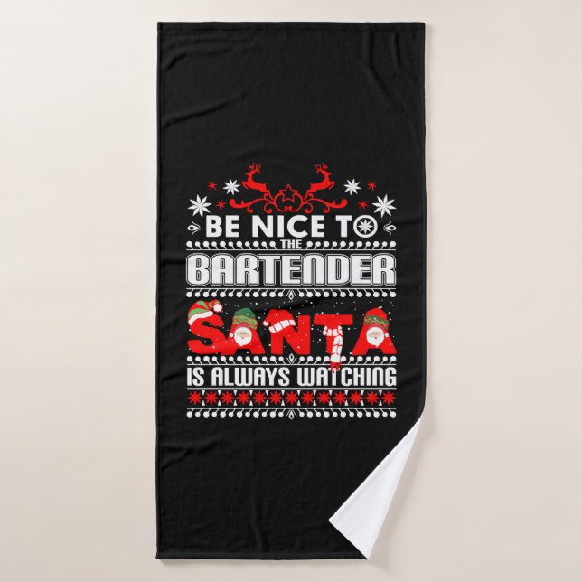 Bartender Navidades feos suéter regalo Funny Barte (Toalla de baño)
