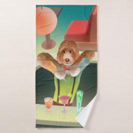 Bartending Dog in Retro Bar