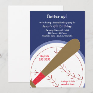 BASEBALL & Bat Batter Up Niños Invitación al cumpl