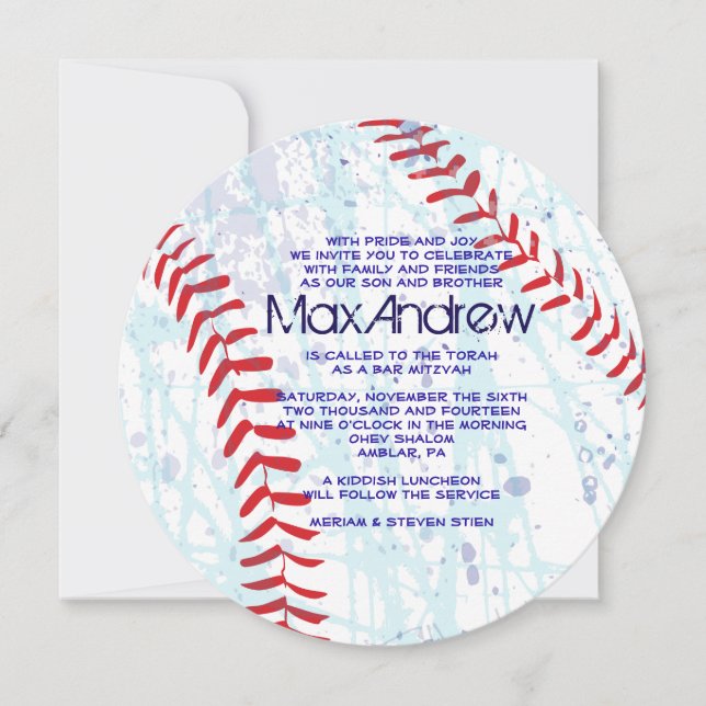 BASEBALL CRAZE Round Bar Bat Mitzvah Invitación (Anverso)