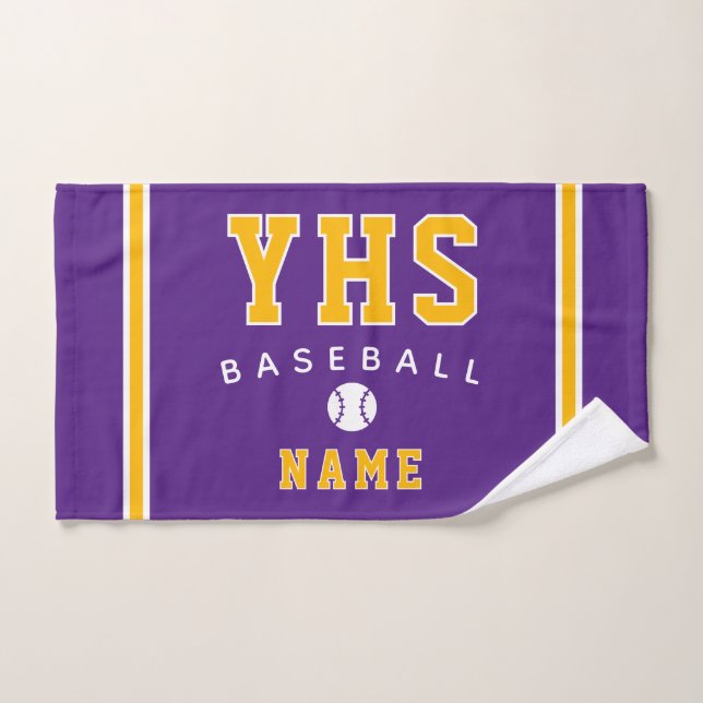 Baseball Icon, Custom Name & School, Team Gift (Toalla de mano)
