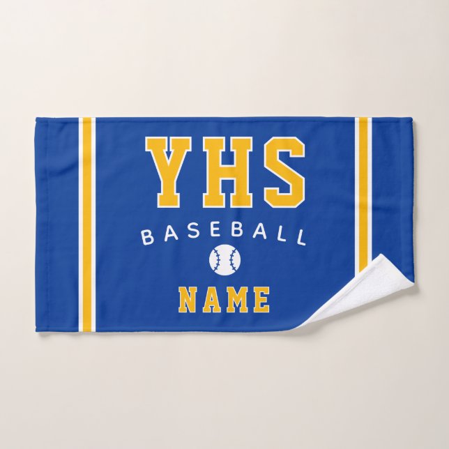 Baseball Icon, Custom Name & School, Team Gift (Toalla de mano)