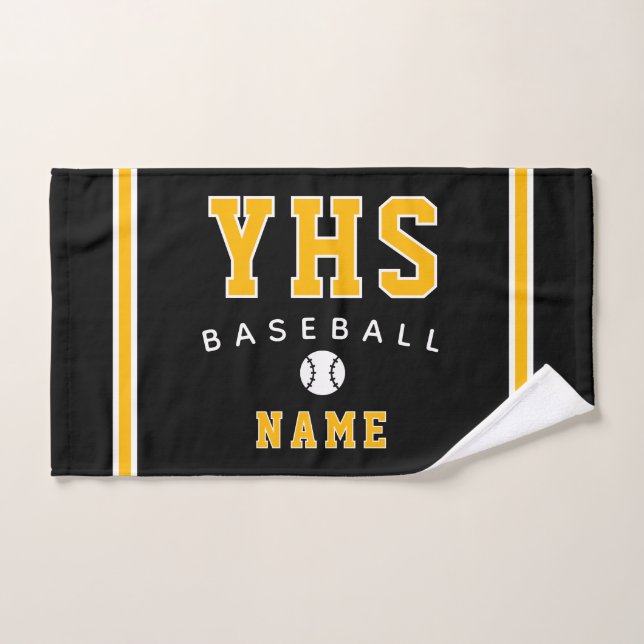 Baseball Icon, Custom Name & School, Team Gift (Toalla de mano)