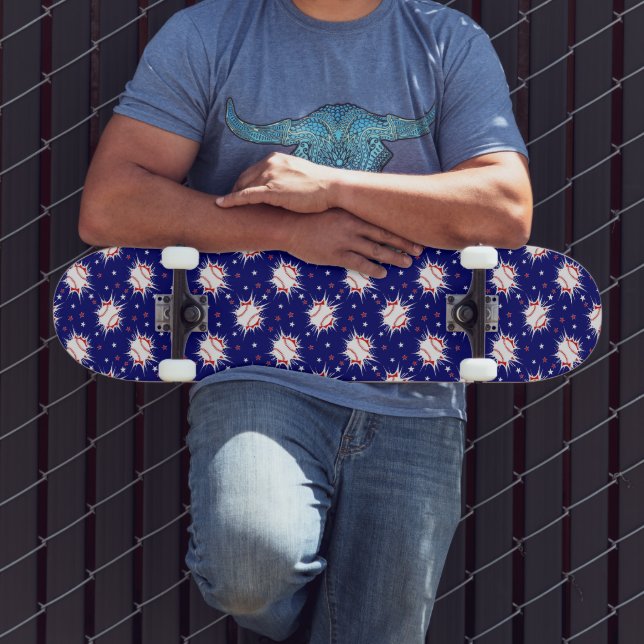 Baseball Print Skateboard (Exterior 3)