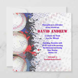 BASEBALL Splatter Bar Bat Mitzvah Invitación