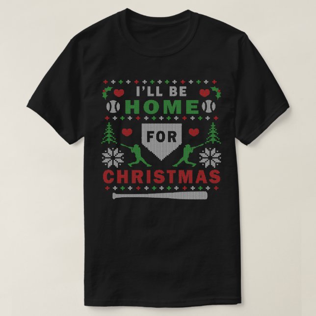 Baseball Ugly Christmas Party Sweater Digital Art (Diseño del anverso)