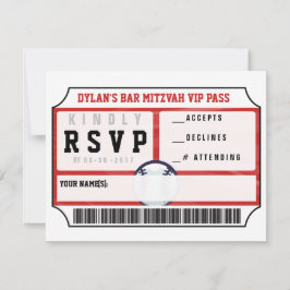 BASEBALL VIP REPLD CARD Bar Bat Mitzvah Invitación