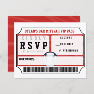 BASEBALL VIP REPLD CARD Bar Bat Mitzvah Invitación
