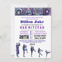 BASEBALL WATERCOLOR Bar Mitzvah Invitación