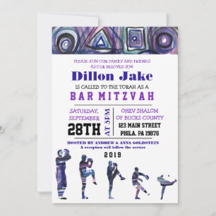 BASEBALL WATERCOLOR Bar Mitzvah Invitación