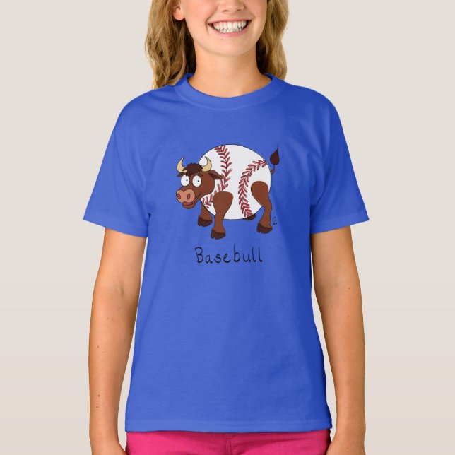 Basebull Gracioso Camiseta del Chica del Béisbol B (Anverso)