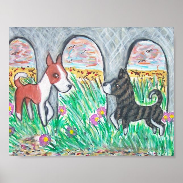 Basenjis en el Poster de Arte Beach (Frente)